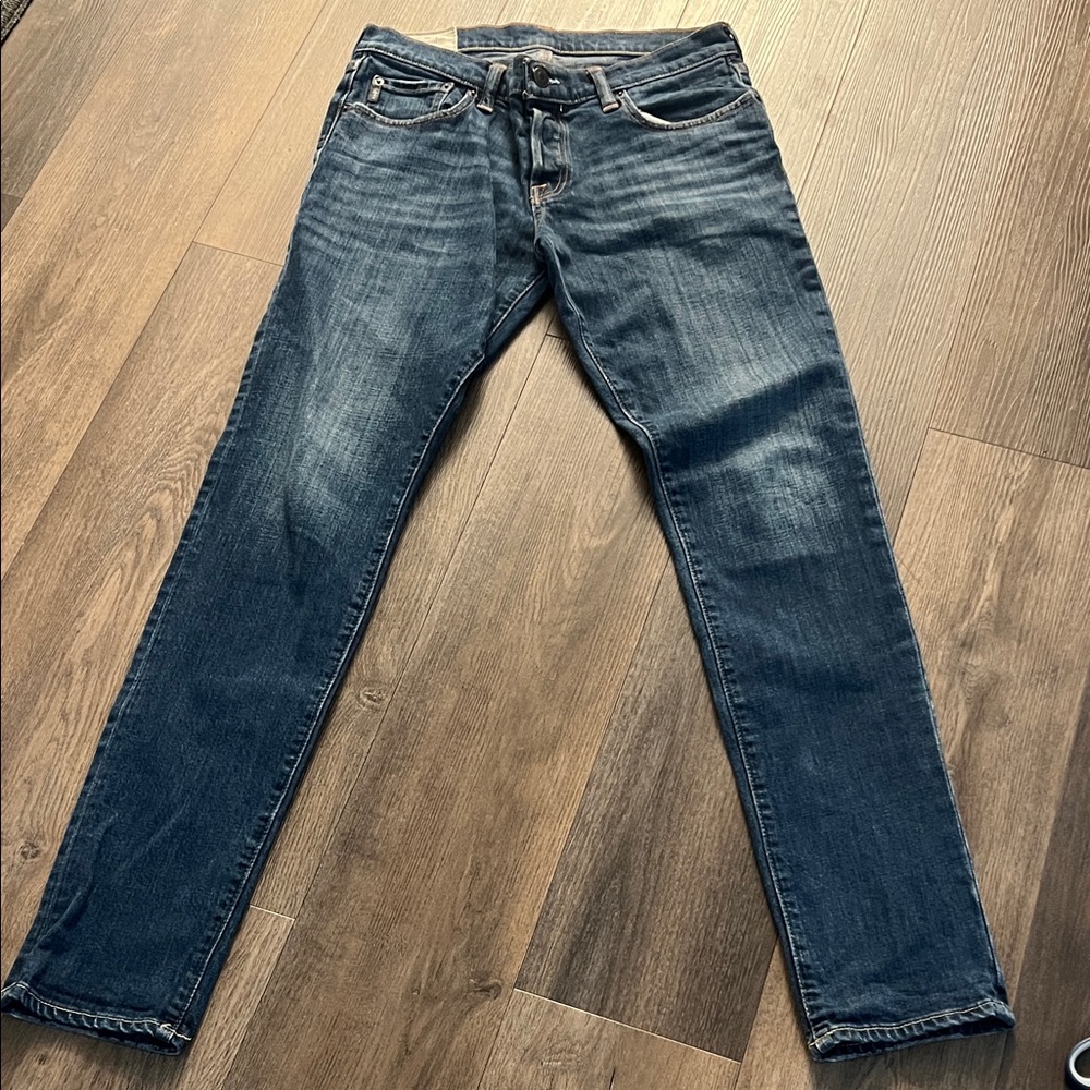 Y2k Abercrombie & Fitch Men's Slim Jeans in Dark Blue Wash